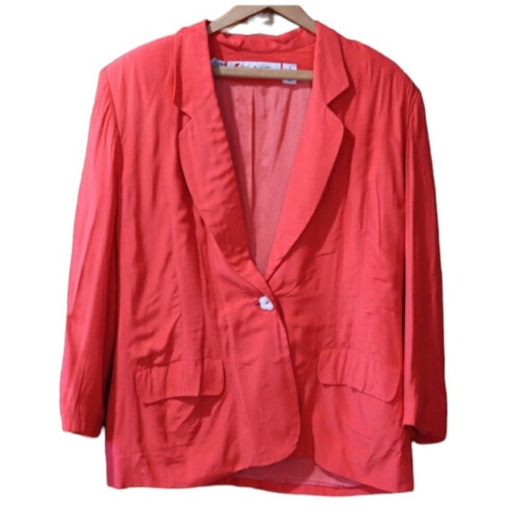 Chaus Orange One Button Flower Daisy Blazer Jacket 12 - Picture 1 of 11